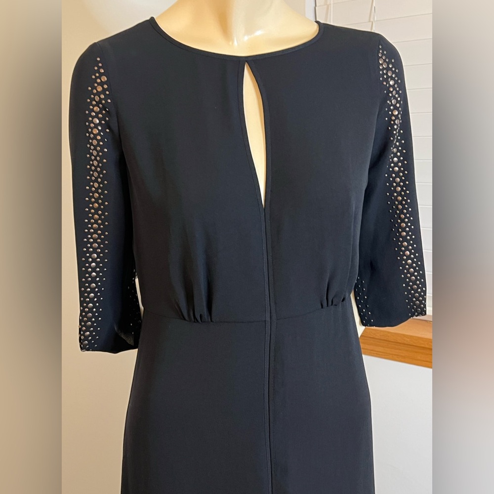 ❤️BCBGMaxAzria Elegant Black Dress with Studded Sleeves - Picture 3 of 4